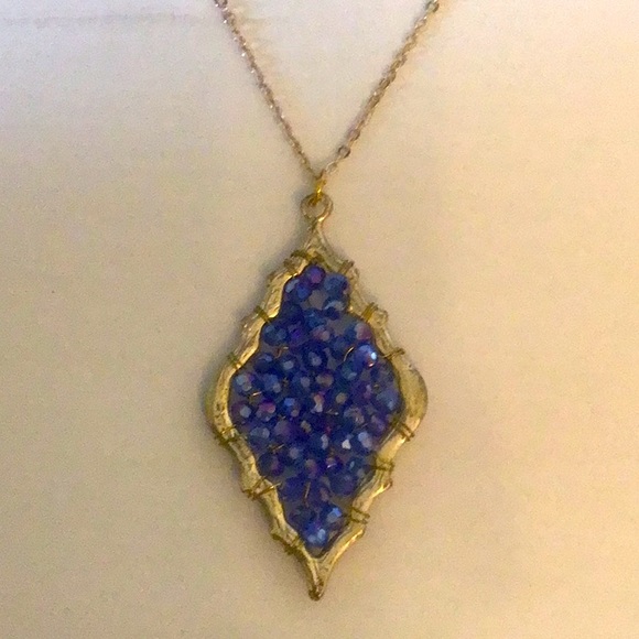 - Wire wrapped blue stone necklace- never worn - Picture 1 of 2